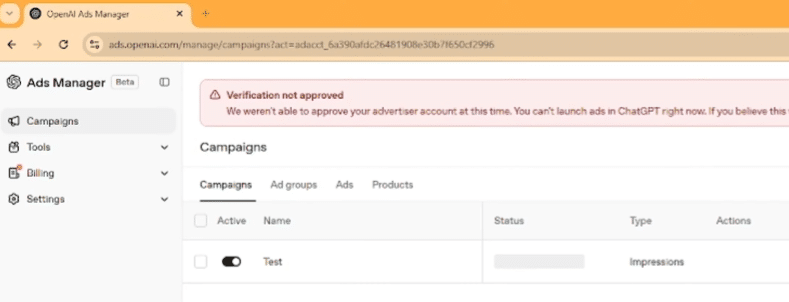Sign up as a OpenAI advertiser